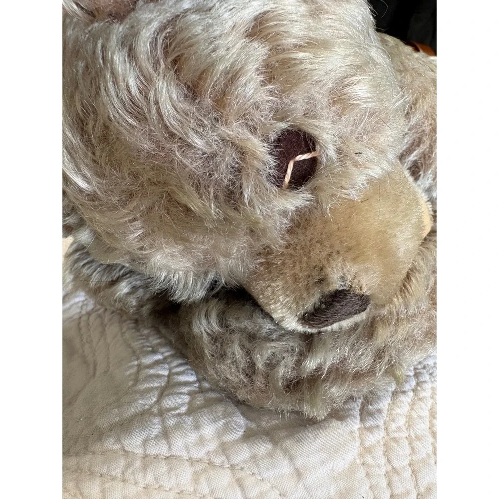 VTG  Steiff Floppy Zotty Teddy Bear Mohair Reclining Plush Brown Rattle 1950s